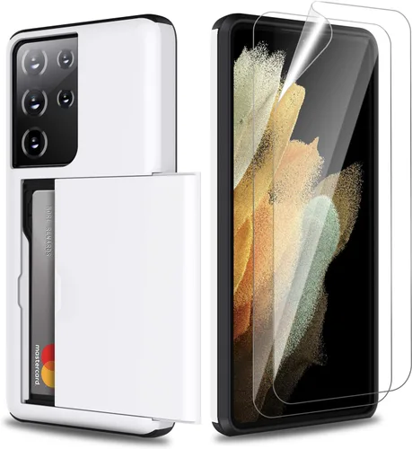 Vista 11 de ZUSLAB Funda tipo cartera compatible con Samsung Galaxy S21 Ultra 5G, con tarjetero y a prueba de golpes, antiarañazos, compatible con Samsung Oro