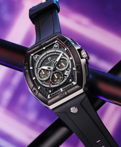 Vista 2 de Paras - Reloj de corona para hombre resistente al agua cronógrafo de lujo relojes analógicos con fecha reloj de pulsera de cuarzo con correa