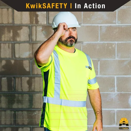 Vista 7 de KwikSafety Operator Short Sleeve Safety Shirts Class 2 ANSI OSHA Hi Vis PPE Cinta básica Naranja