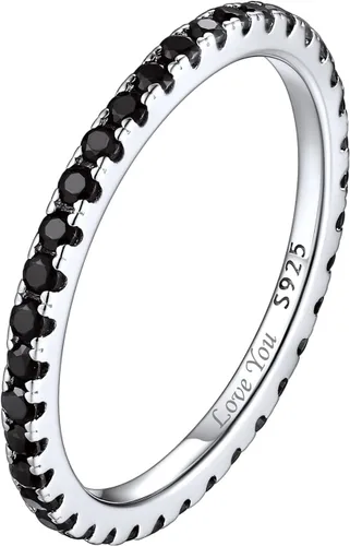 Vista 10 de ChicSilver Anillo personalizable de 0.08 pulgadas de plata de ley 925 con circonita cúbica, apilable, para compromiso o boda, para mujer, talla Oro