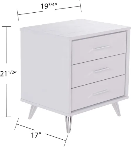 Vista 19 de SEI Furniture Oren - Mesita de noche con cajones, color blanco (AMZ2486FH)