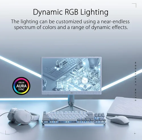 Vista 4 de ASUS ROG Strix Impact II Moonlight White Mouse para juegos Diseño ambidiestro y ligero sensor óptico de 6200 DPI interruptores intercambiables