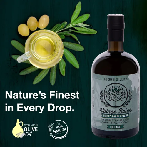 Vista 4 de Village Batch Koroneiki Aceite de oliva virgen extra orgánico, 16.9 onzas (paquete de 1) AOVE prensado en frío y sin filtrar, aceite de oliva griego