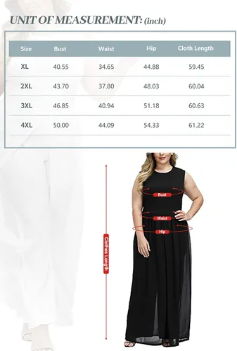 Vista 6 de Pink Queen Mono largo sin mangas para mujer, talla grande, con superposición de gasa