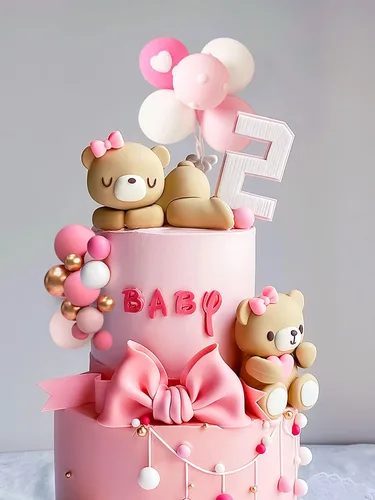 Vista 6 de JeVenis Decoración de Pastel de Oso de Peluche de Lujo Grande, Decoración de Pastel de Oso de Peluche para Baby Shower, Decoración de Pastel de Oso