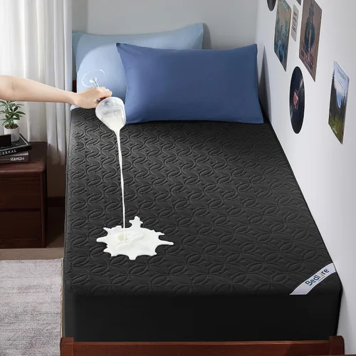 Vista 21 de BEDLORE Protector de colchón impermeable, protector de colchón de tamaño individual con bolsillo profundo de 6 a 15 pulgadas de profundidad, suave