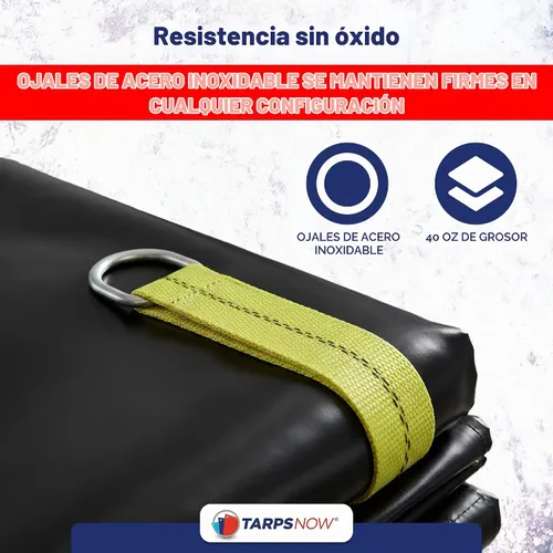 Vista 4 de Tarps Now - Lona de elevación de desechos, (8 x 8 pies) con 8 anillos en D de acero y correas amarillas fuertes, hoja de lona multiusos resistente