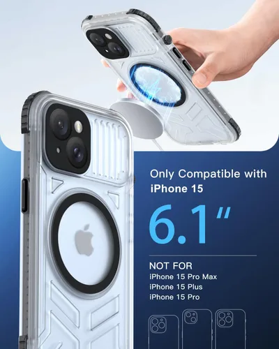 Vista 2 de Funda impermeable para iPhone 15 con Magsafe, protector de pantalla, cordón, IP68 militar de cuerpo completo a prueba de golpes, para deportes