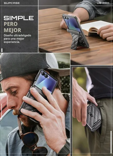 Vista 9 de SUPCASE Funda para Samsung Galaxy Z Flip 7 con soporte integrado y clip para cinturón (Unicorn Beetle Pro), [protección de bisagra]