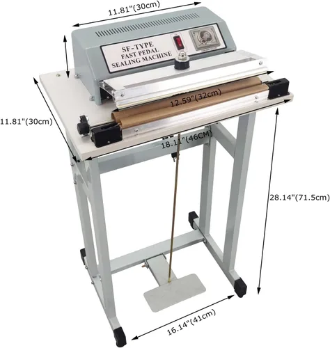 Vista 3 de INTBUYING Máquina de sellado de pedal de pie de 110 V con cortador Sellador de pedal de pie 0.118 in/0.024 in Máquina de sellado rápido de ancho