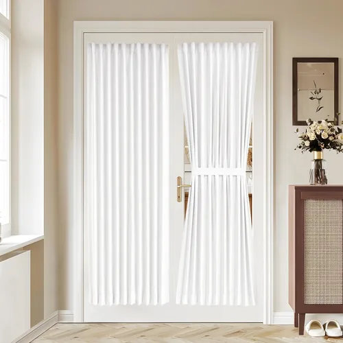 Vista 85 de Vatge Cortinas laterales autoadhesivas para puertas de cristal, sin taladro, extraíble, panel de filtrado de luz, 1 panel, 12 pulgadas de ancho x 60