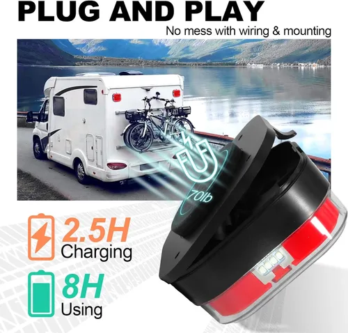 Vista 3 de NeaLia CD28 Magnetic Wireless Trailer Lights, Rechargeable Tow Light Kit Rojo
