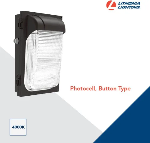 Vista 3 de Lithonia Lighting Mini Lámpara LED de Pared de 7.5", Luminaria Exterior, Luz de Pared para Edificios, Sensor de Anochecer a Amanecer, Blanco Frío 2