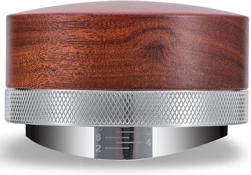 Vista 8 de Herramienta de distribución de espresso de 51 mm KNODOS Distribuidor de café de madera de palo de rosa Distribuidor de café de acero inoxidable
