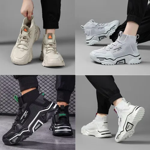 Vista 6 de SANNAX Zapatos de moda para hombre, zapatos casuales para caminar, antideslizantes, transpirables, de malla, ligeros, tenis deportivos