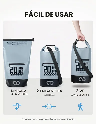 Vista 6 de Lamicall Mochila impermeable con bolsa para teléfono 5L/10L/20L/30L/40L Gris azulado