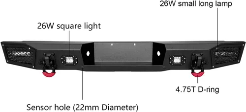 Vista 4 de Vijay Parachoques trasero para Ford F150 1992-1997 con luces y anillos en D