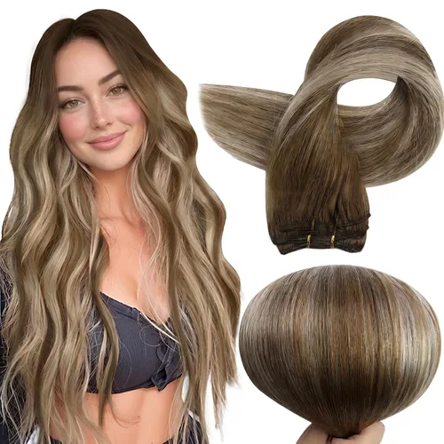 Vista 50 de Full Shine Extensiones de trama de cabello humano, cabello natural negro brillante, para mujeres, 1.76 oz (50 g), 10 pulgadas (25.4 cm), cabello
