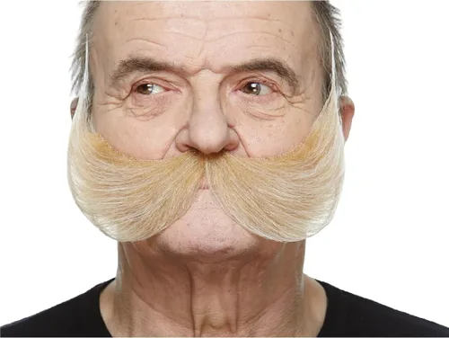 Vista 61 de Mustaches Self-Adhesive Fake Mustache, Synthetic Fur Costume Accessory Set Arqueólogo gris con blanco