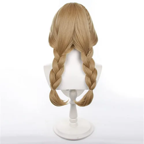 Vista 5 de Peluca larga de cola de caballo marrón para mujer, pelucas de cosplay de anime para Halloween, peluca de disfraz de cosplay
