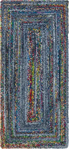 Vista 15 de Unique Loom Trenzado Chindi Collection - Alfombra casual moderna azul/azul oscuro (2' 0 x 3' 0)