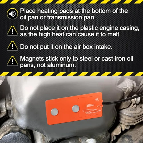 Vista 2 de 2 Piezas Almohadillas de Silicona para Calentador de Motor de Automóvil - Almohadilla Calefactora Autoadhesiva para Cárter de Aceite de 2x5 pulgadas