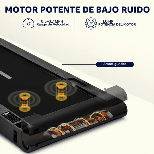 Vista 4 de Squatz Caminadora 2 en 1 con placas de vibración, almohadilla compacta para caminar debajo del escritorio con control remoto, pantalla LED, cinturón