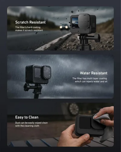 Vista 4 de TELESIN Paquete de 3 filtros de densidad neutra ND8 ND16 ND32 compatibles con GoPro Hero 12 Hero 11 Hero 10 Hero 9 Black- Kit de filtro de lente
