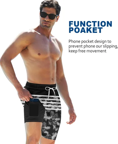 Vista 4 de UNICOMIDEA Bañador para hombre con forro de compresión de 9 pulgadas de largo