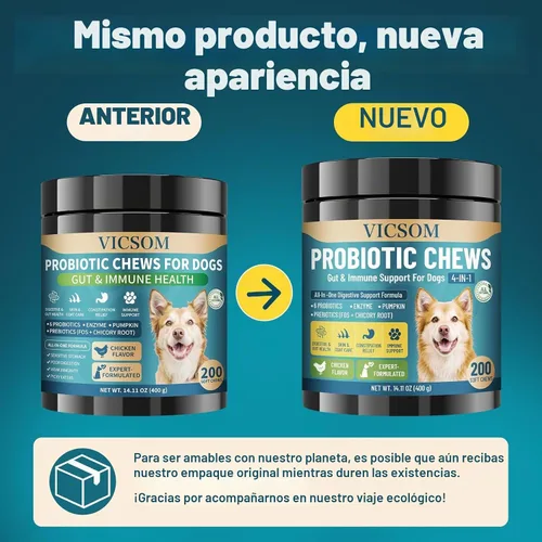 Vista 8 de Probióticos para perros, 200 probióticos suaves masticables para perros, salud digestiva, salud intestinal y sistema inmunológico, con 6 probióticos