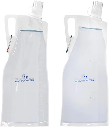 Vista 9 de Survivor Filter Botellas de agua plegables transparentes para viajes, senderismo, plegables, sin BPA, 2