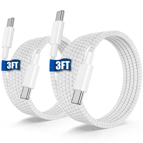 Vista 17 de Cable de carga rápida USB C a C de 10 pies, 60 W de carga rápida tipo C a C, cable de carga para Apple iPhone Duo/18 Pro 17 Pro Max/17 Air/16 Pro/15