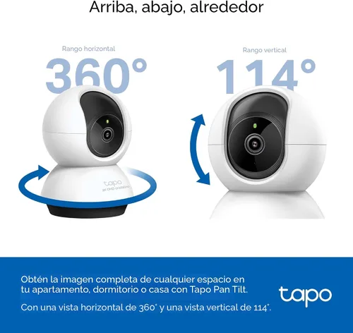Vista 8 de TP-Link Tapo - Cámara de seguridad Pan/Tilt de 2K QHD para cámara de mascotas, monitor de bebé, detección de movimiento, seguimiento de movimiento