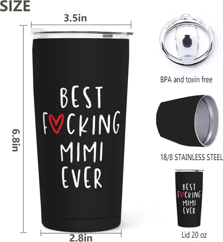 Vista 2 de Mimi - Taza de café de acero inoxidable de 20 onzas, taza aislada