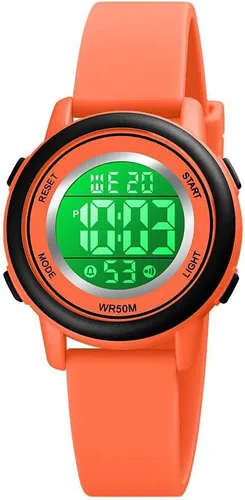 Vista 22 de Relojes digitales para mujer, pantalla LED, correa de silicona, reloj militar, multifunción, impermeable, alarma, cronómetro, retroiluminación LED