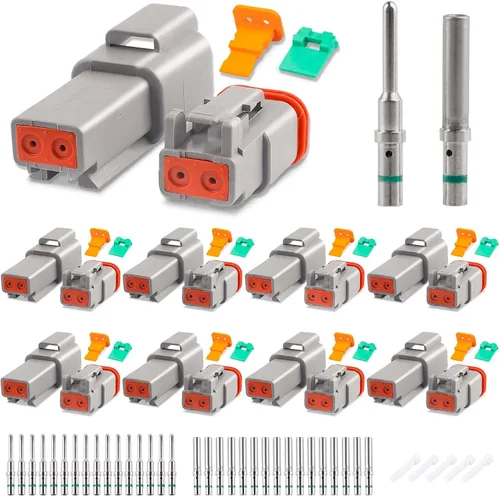 Vista 14 de JRready Kit de conectores Deutsch de 2 pines con contactos sólidos de tamaño 16 (14-20AWG), conector impermeable Deutsch de 2 pines de la serie