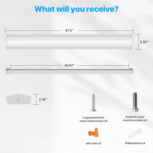 Vista 9 de HYPERLITE Luz LED envolvente de 4 pies 60W, 6600LM Luminarias LED de tienda de 4' con 3 vatajes para garaje, luz envolvente blanca neutra de 4000K