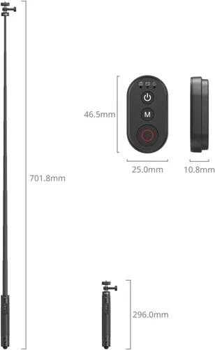 Vista 3 de SmallRig Trípode para selfie stick de 59 pulgadas con control remoto y abrazadera para teléfono, soporte de trípode extensible para DJI Osmo Action