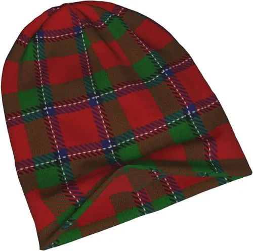 Vista 4 de MIZIBAO Gorro unisex con diseño de clan escocés, stewart, rojo, tartán, cálido, holgado, de punto, regalo para adultos