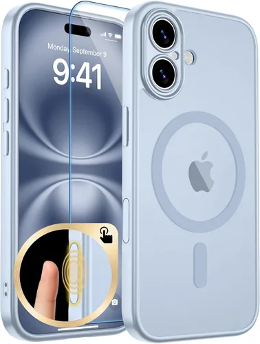 Vista 334 de zapica Funda magnética para iPhone Air, con protector de pantalla de vidrio templado, compatible con MagSafe, translúcida mate, a prueba de golpes