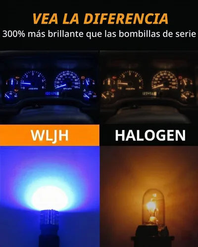 Vista 3 de WLJH Bombilla LED PC194 T10 azul con enchufes de bloqueo giratorio para medidor de tablero 3030 SMD, 200lm, PC194 PC168 PC195, Plug and Play, Map