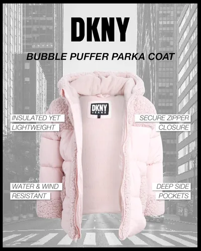 Vista 2 de DKNY Baby Girls' Winter Jacket - Fleece Lined Quilted Bubble Puffer Parka Coat (12M-4T)