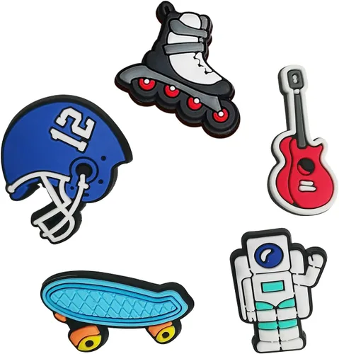 Vista 2 de IOKUKI Dijes para zapatos, 35 unidades, para adolescentes, baloncesto, fútbol, voleibol, béisbol, videojuegos, astronautas y pines deportivos