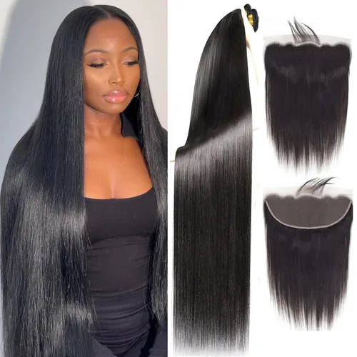 Vista 50 de Paquetes Bob Liso 3 Paquetes de Cabello Humano Corto 10, 10 y 10 Pulgadas, 100% Cabello Crudo Sin Procesar, Tejido Rápido, Color Negro Natural