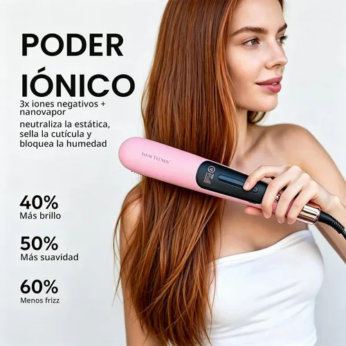 Vista 4 de Cepillo alisador de pelo de vapor, peine calentado iónico para cabello