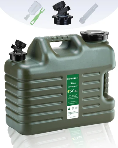 Vista 12 de UPWOIGH Jarra de agua a prueba de fugas de 3.5 galones con espita Verde bosque, talla inspirada en la naturaleza, diseño grueso sin BPA, uso
