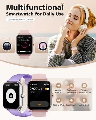 Vista 8 de Relojes inteligentes para mujer, 1.85" Alexa Smart Watch para teléfonos Rubor Rosa-Rosa