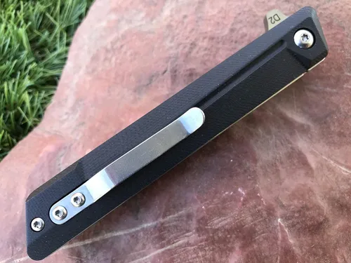 Vista 5 de TACTICAL GEARZ EDC - Cuchillo plegable de bolsillo, mango G10, hoja tanto de acero D2, incluye funda (ST negro)
