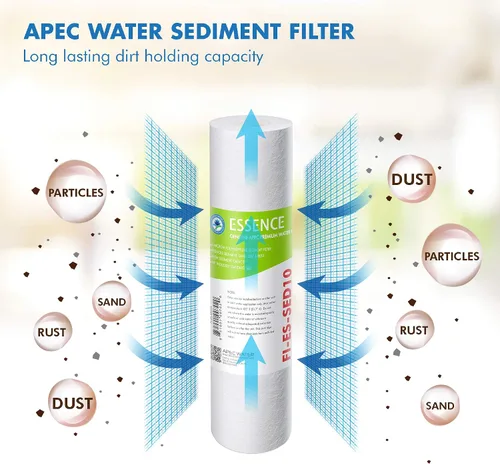 Vista 2 de APEC Water Systems FI-ES-SED10 - Filtro de repuesto de sedimentos de 10 pulgadas de etapa 1 de 5 micrones para sistema debajo del fregadero