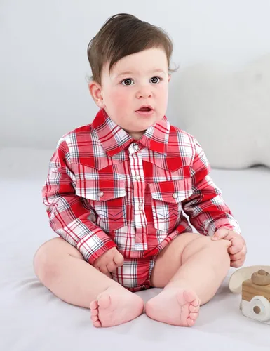 Vista 3 de COSLAND Body de algodón occidental a cuadros para bebé niño